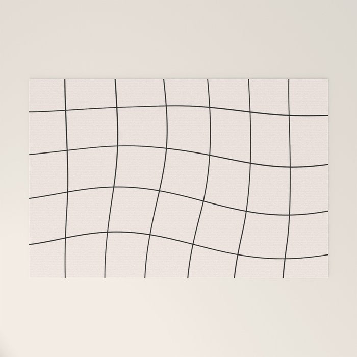 Retro Warped Grid Black and White Welcome Mat Gallery Image 1