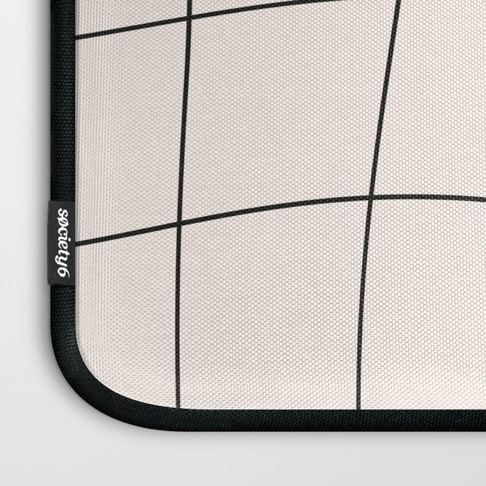Retro Warped Grid Black and White Laptop Sleeve Gallery Image 3