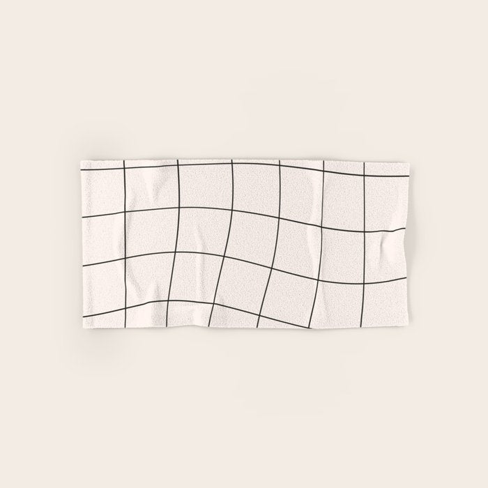 Retro Warped Grid Black and White Bath Towel Gallery Image 1