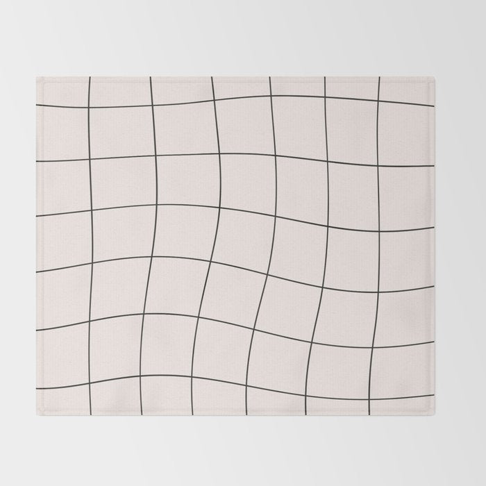 Retro Warped Grid Black and White Throw Blanket Gallery Image 2