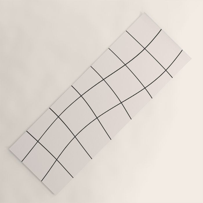 Retro Warped Grid Black and White Yoga Mat Gallery Image 1