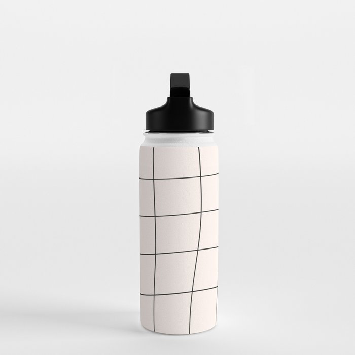 Retro Warped Grid Black and White Water Bottle Gallery Image 3