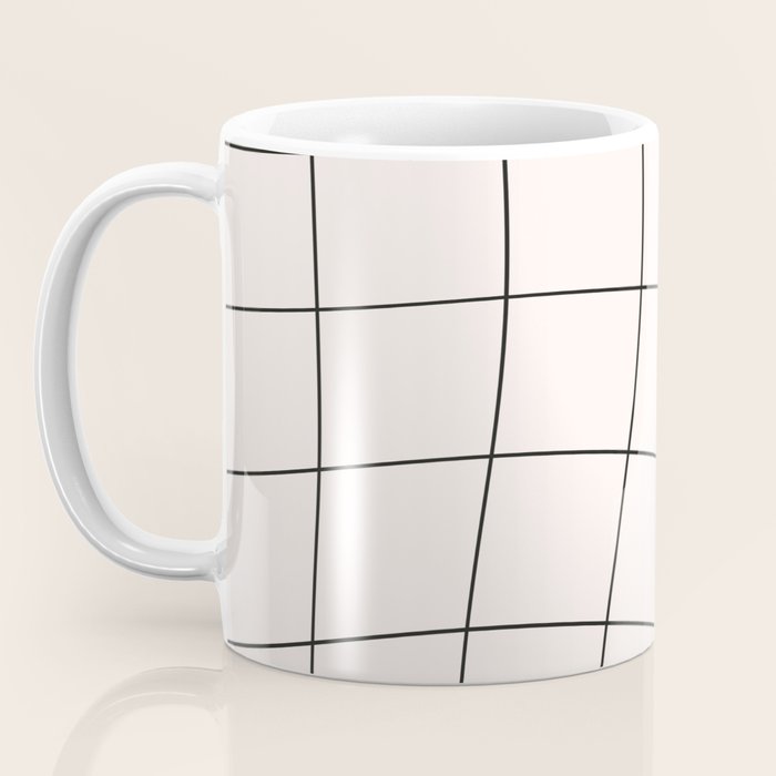 Retro Warped Grid Black and White Coffee Mug Gallery Image 3