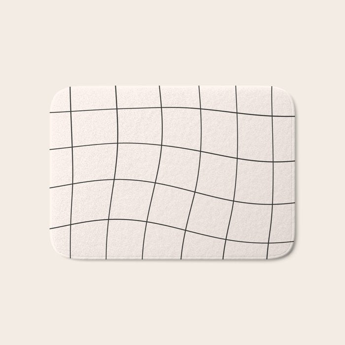 Retro Warped Grid Black and White Bath Mat Gallery Image 1