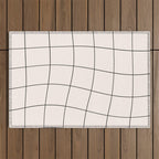 Retro Warped Grid Black and White Outdoor Rug Gallery Image 1