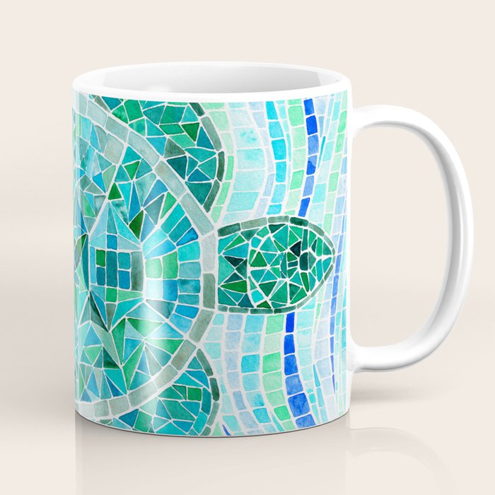 Mosaic Watercolor Sea Turtle Coffee Mug Gallery Image 1