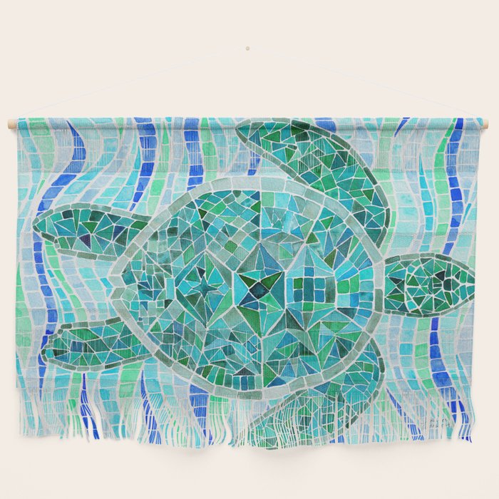 Mosaic Watercolor Sea Turtle Wall Hanging Gallery Image 1