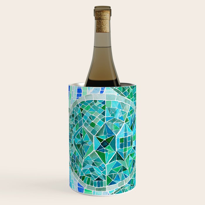 Mosaic Watercolor Sea Turtle Wine Chiller Gallery Image 1
