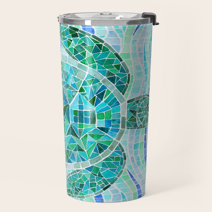 Mosaic Watercolor Sea Turtle Travel Mug Gallery Image 2