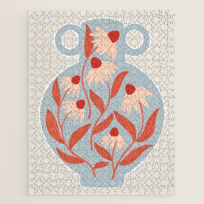 Blue Vase of Daisies Jigsaw Puzzle Gallery Image 1