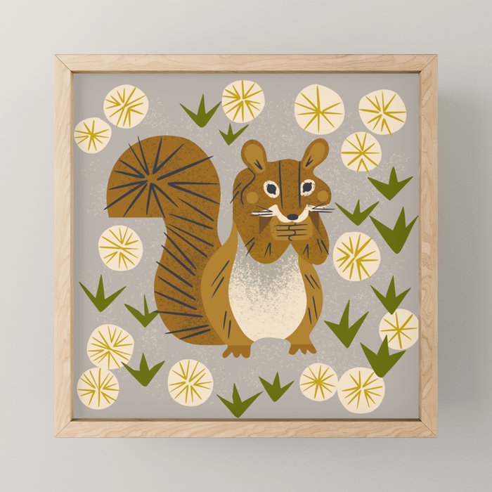 Squirrel and Dandelions Mini Art Print Gallery Image 1