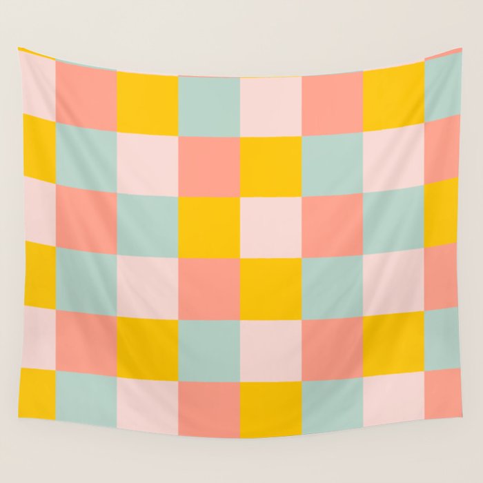 Retro Funky Checks Wall Tapestry Gallery Image 4