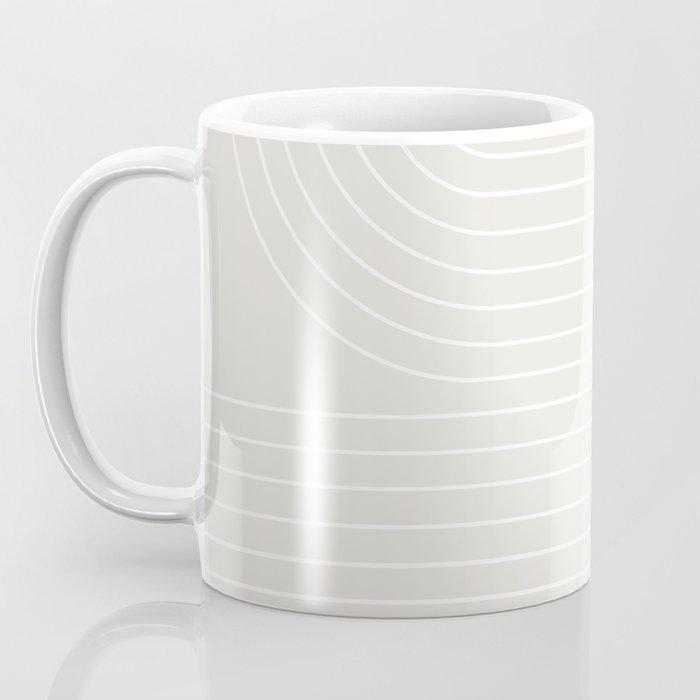 Minimal Line Curvature XI Natural Off White Mid Century Modern Arch Abstract Coffee Mug Gallery Image 3