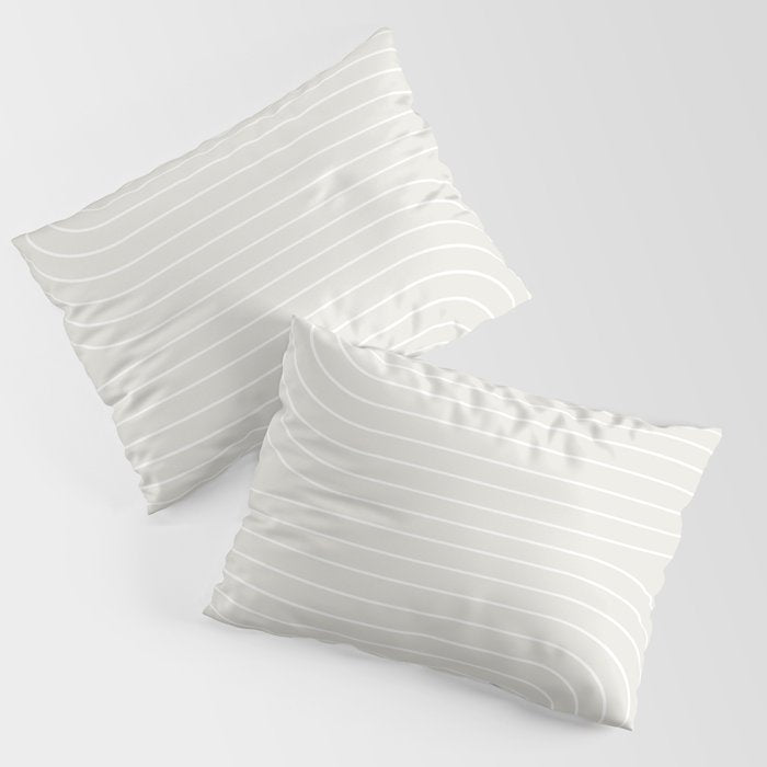 Minimal Line Curvature XI Natural Off White Mid Century Modern Arch Abstract Pillow Sham Gallery Image 1