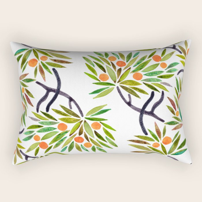 Bonsai Tree - Orange Fruit Rectangular Pillow Gallery Image 1
