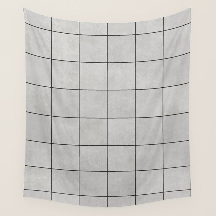 Large Grid Pattern - Grey Wall Tapestry