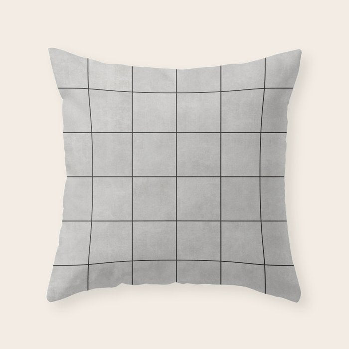 Large Grid Pattern - Grey Throw Pillow Gallery Image 1