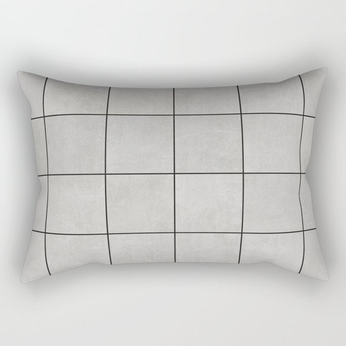 Large Grid Pattern - Grey Rectangular Pillow Gallery Image 2