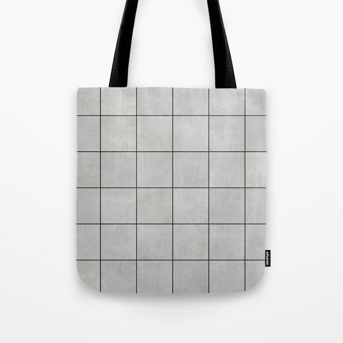 Large Grid Pattern - Grey Tote Bag Gallery Image 1