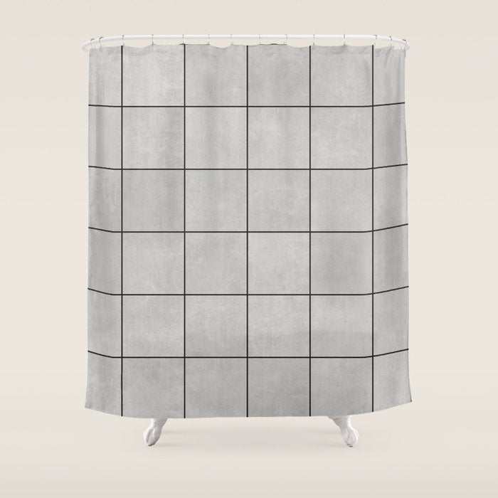 Large Grid Pattern - Grey Shower Curtain Gallery Image 1