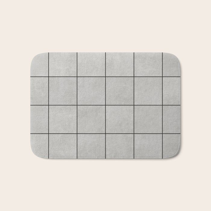 Large Grid Pattern - Grey Bath Mat Gallery Image 1