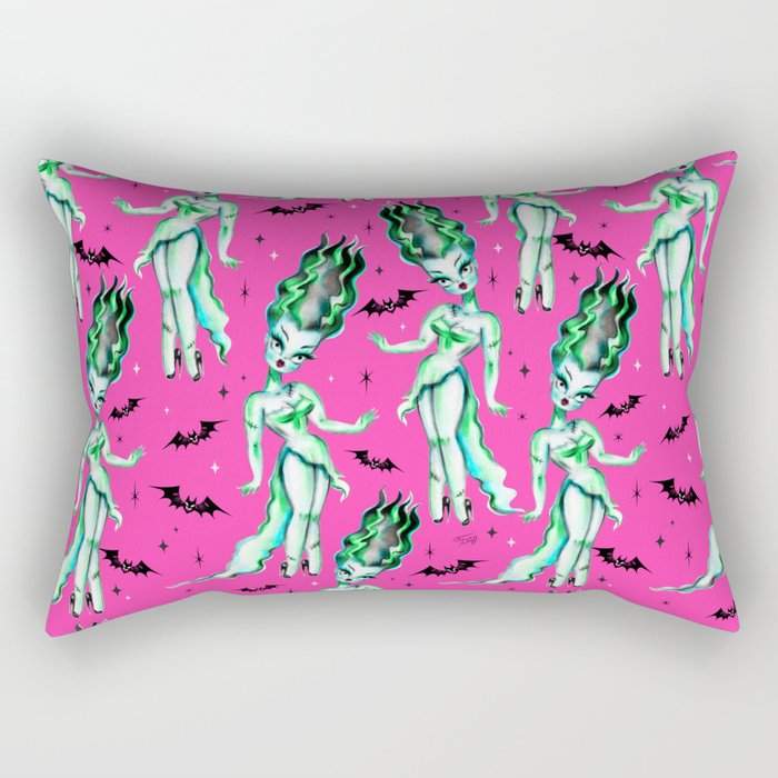 Bride of Frankenstein on Hot Pink Rectangular Pillow Gallery Image 1