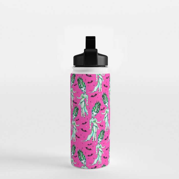 Bride of Frankenstein on Hot Pink Water Bottle Gallery Image 2