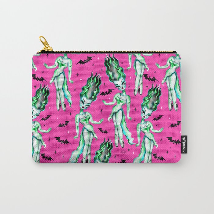 Bride of Frankenstein on Hot Pink Carry All Pouch Gallery Image 1