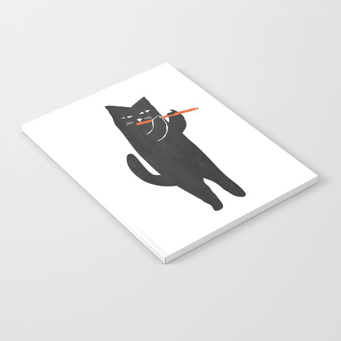 Black cat with flute Notebook Gallery Image 1