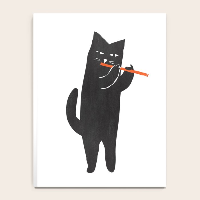 Black cat with flute Notebook Gallery Image 4