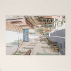 Street In Greece Photo | Pastel Village Houses Summer Art Print | Europe Digital Travel Photography Welcome Mat Gallery Image 1
