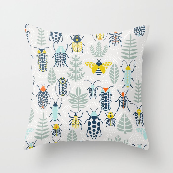 Beetle collection Throw Pillow Gallery Image 1