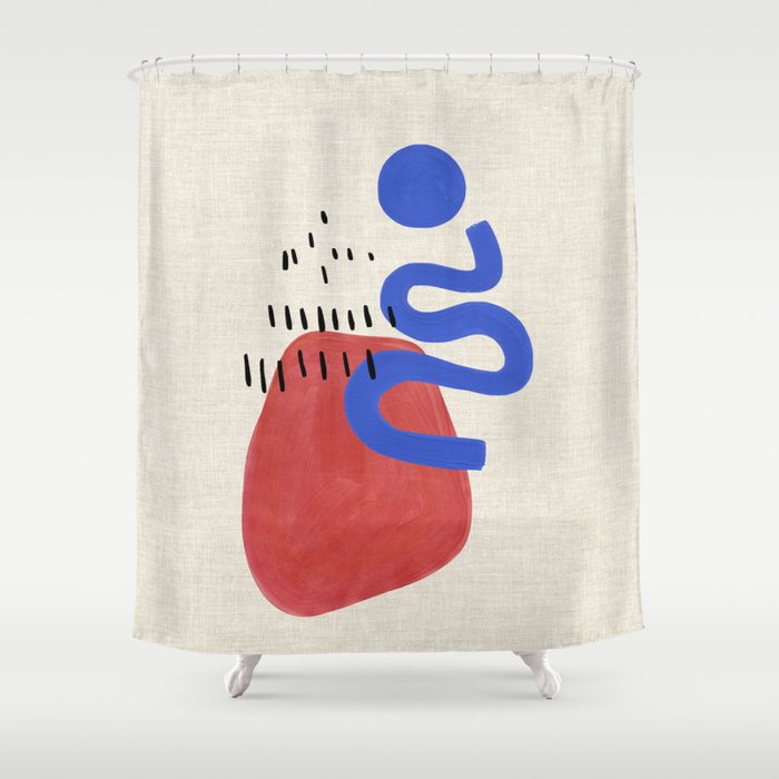 Rainy Blue Wiggle Shower Curtain Gallery Image 1