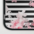 Vintage blush pink floral black white stripes Laptop Sleeve Gallery Image 3