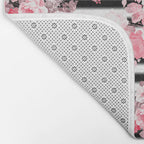 Vintage blush pink floral black white stripes Bath Mat Gallery Image 2