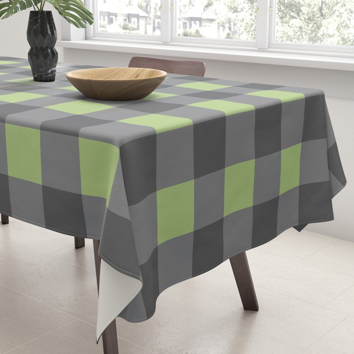 Small Blocks - Spring Green and Grays Tablecloth Gallery Image 3