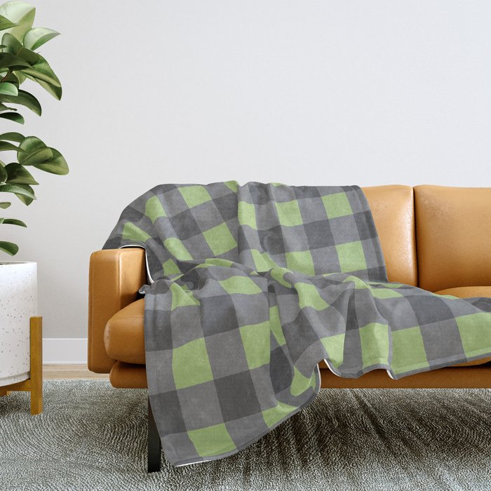 Small Blocks - Spring Green and Grays Throw Blanket Gallery Image 2