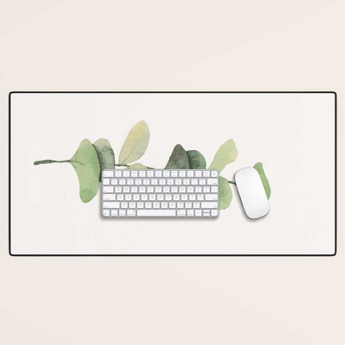 Watercolor Eucalyptus Branch Desk Mat Gallery Image 1