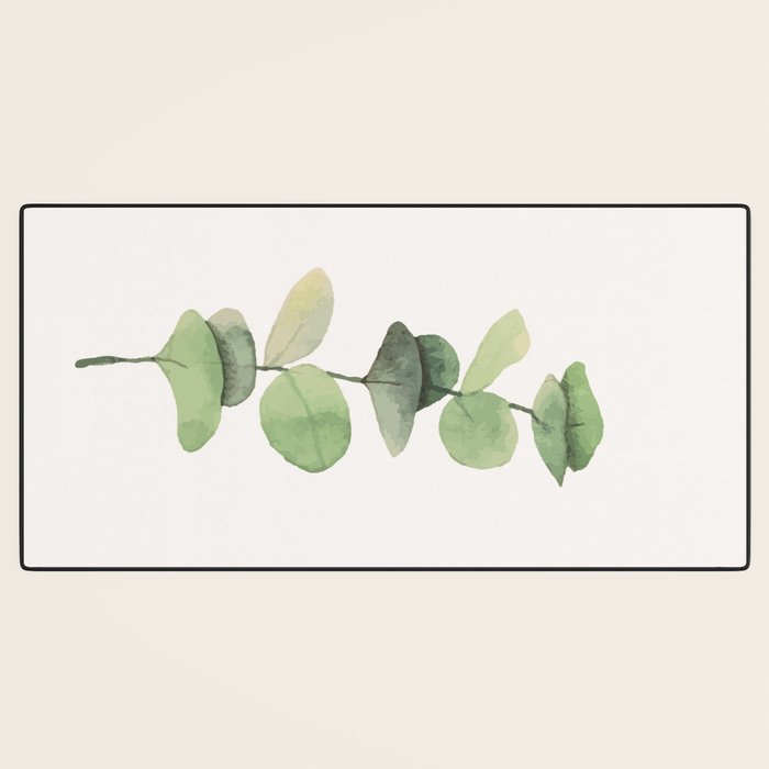 Watercolor Eucalyptus Branch Desk Mat Gallery Image 3