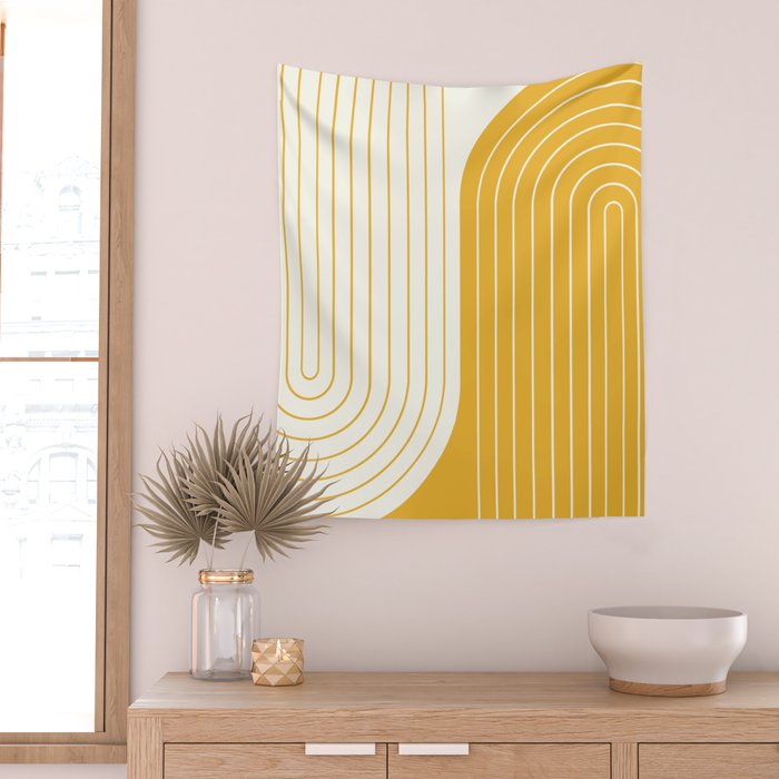 Two Tone Line Curvature LXXXIII Wall Tapestry Gallery Image 2