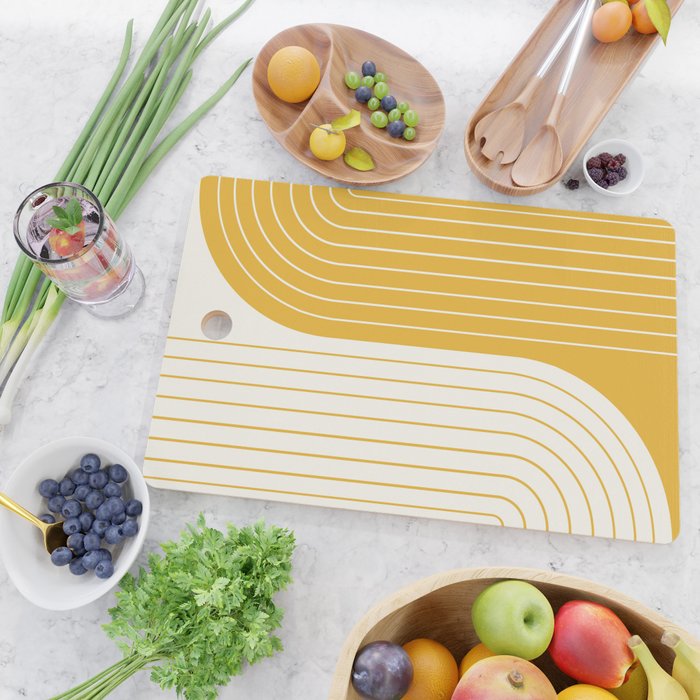 Two Tone Line Curvature LXXXIII Cutting Board Gallery Image 2