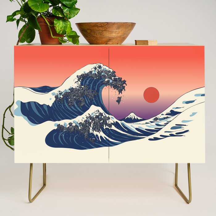 The Great Wave of Black Pug Credenza Gallery Image 1