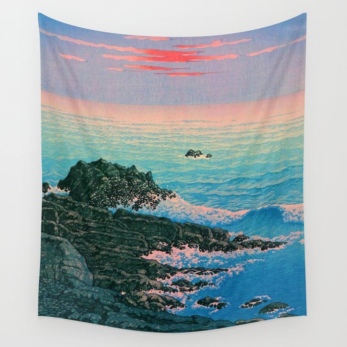Morning of Cape Inubo by Kawase Hasui Wall Tapestry Gallery Image 1