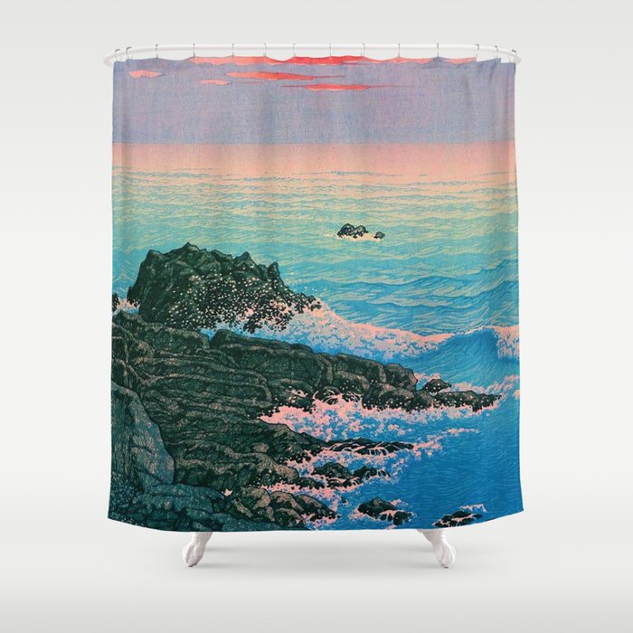 Morning of Cape Inubo by Kawase Hasui Shower Curtain Gallery Image 1