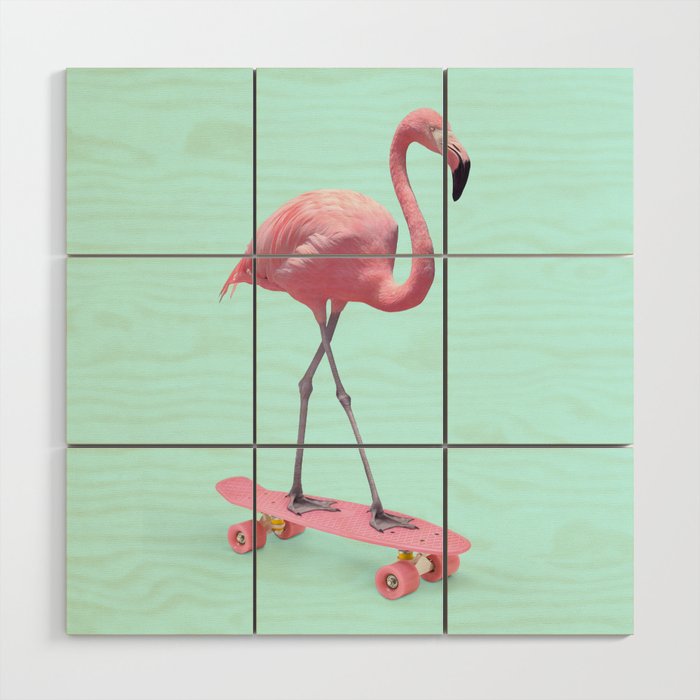 SKATE FLAMINGO Wood Wall Art Gallery Image 1