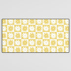 Yellow And White Checkered Flower Pattern Desk Mat Gallery Image 3