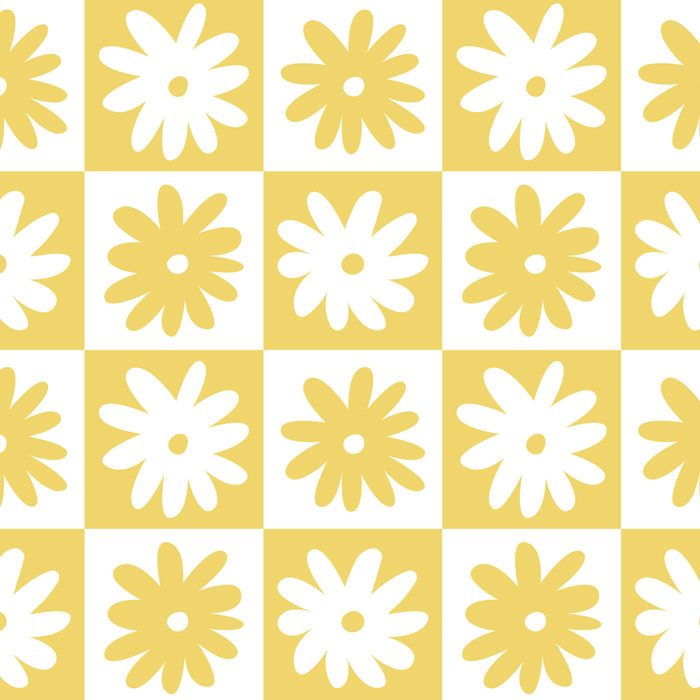 Yellow And White Checkered Flower Pattern Coffee Mug Gallery Image 2