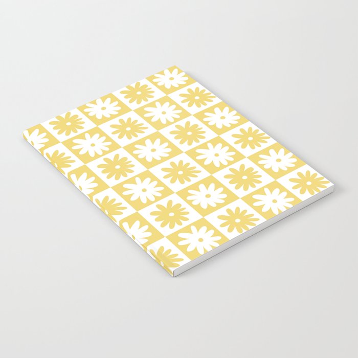 Yellow And White Checkered Flower Pattern Notebook Gallery Image 2