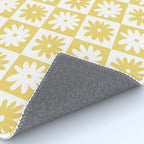 Yellow And White Checkered Flower Pattern Rug Gallery Image 4