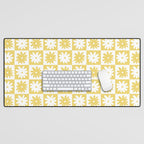 Yellow And White Checkered Flower Pattern Desk Mat Gallery Image 1